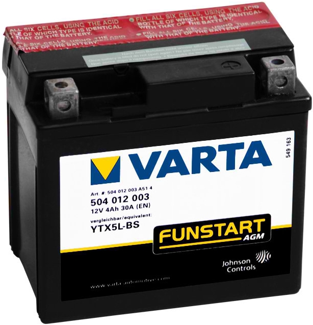 Аккумулятор Varta 504012003 AGM 12V 4Ah 30A, Varta